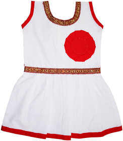 Flora's Self Design Cotton Frocks For Girls