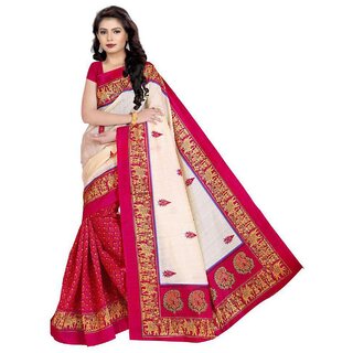 Svb Saree Pink Colour BHagalpuri Silk Saree With blouse Piece