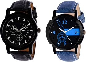 HRV KJR-9,6 Round Black And Blue Dial Analog Watch Combo for Men