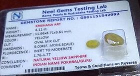 4.11 carate yellow sapphire  certified yellow sapphire  3.70 carate pukharaj