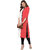 Janasya Women's Pink Crepe Straight Solid Kurta