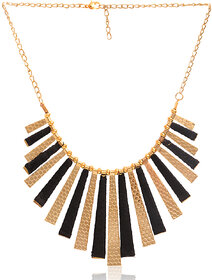 Minha Gold Plated Gold  Black Alloy Necklace Set For Women
