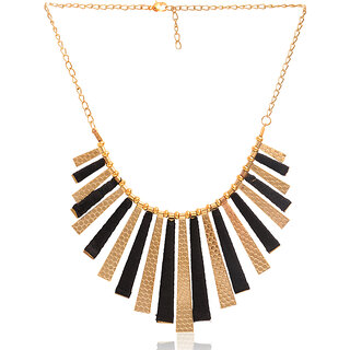 Minha Gold Plated Gold  Black Alloy Necklace Set For Women