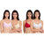 Mj fashion white+skin+pink+red women cotton bra set of 4