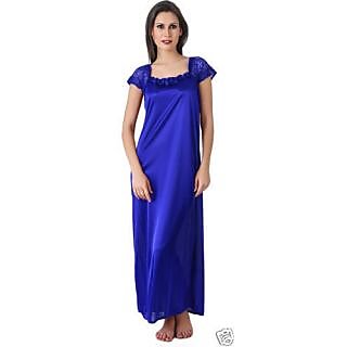 Bridal Satin Singly Pc Blue nighty ,Gown,Night Wear