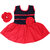 Flora's Self Design Cotton Frocks For Girls (with Wrist Band)