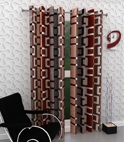 Peponi Maroon Polyester Abstract Window Curtains 5 Feet (1 Pc)