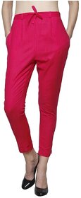 Womens Cotton Slub Comfortable Plain Readymade Formal Ethnic Cigratte Pant Trouser