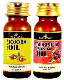 Park Daniel Pure and Natural Jojoba Carrier oil and Geranium Essential oil combo of 2 bottles of 30 ml(60 ml)