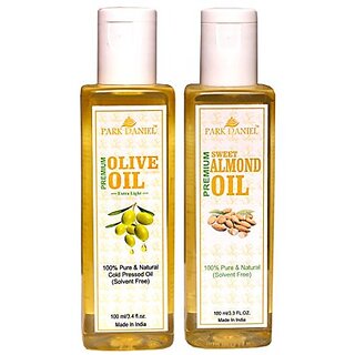 Park Daniel Premium Extra Light Olive Oil and Sweet Almond oil Combo of 2 No.100 ml Bottles(200 ml)