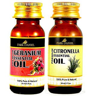 Park Daniel Pure and Natural Geranium and Citronella Essential oil combo of 2 bottles of 30 ml(60 ml)