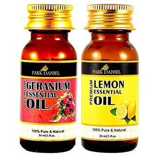 Park Daniel Pure and Natural Geranium and Lemon Essential oil combo of 2 bottles of 30 ml(60 ml)