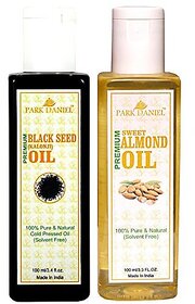 Park Daniel Premium Sweet Almond oil and Black seed oil(Kalonji) combo pack of 2 bottles of 100 ml(200 ml)