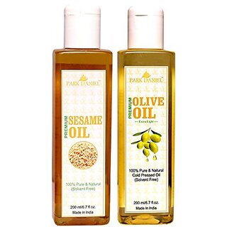 Park Daniel Virgin Sesame Oil and Olive Oil - Pure and Natural Combo pack of 2 bottles of 200 ml(400 ml)