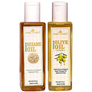 Park Daniel Virgin Sesame Oil and Olive Oil - Pure and Natural Combo pack of 2 bottles of 100 ml(200 ml)