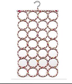 Kudos Single Piece 28 Rings Folding Rope Hanger for Scarf, Belts, Shawls, Ties and More (Random Color).