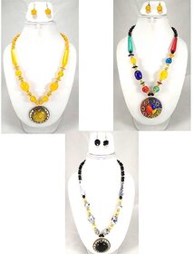 Minha Fashion Trendy Party wear Jewelry Necklace with Earrings Set Combo of 3