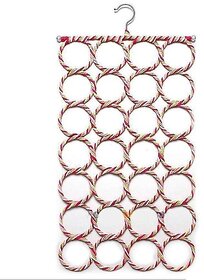 right traders Multi Purpose 28 rings Slots Hole Foldable Hanger for Ties , Scarfs , Belts , Holder Closet Clothes Organiser Hook Storage Multi-coloured (Random Color)