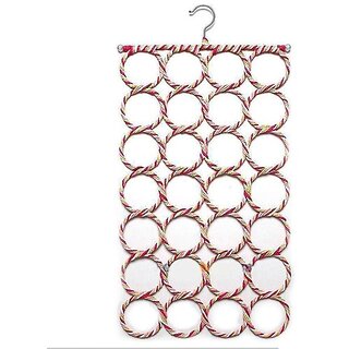 right traders Multi Purpose 28 rings Slots Hole Foldable Hanger for Ties , Scarfs , Belts , Holder Closet Clothes Organiser Hook Storage Multi-coloured (Random Color)