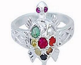 Jaipur Gemstone Navratan Kachua Silver Ring.