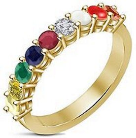 Jaipur Gemstone 18K Gold Plated Navratan Ring for Unisex.