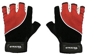 Strauss Comfort Velvet / Stretchback Cut Finger Gloves Medium (Black/Red)