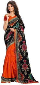 SVB Sarees Sarees Orange Colour Bhagalpuri Silk Saree With Blouse Piece