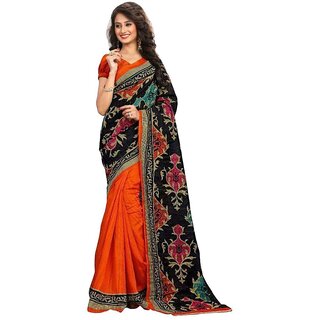 SVB Sarees Sarees Orange Colour Bhagalpuri Silk Saree With Blouse Piece
