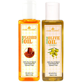Park Daniel Premium Flaxseed oil and Olive oil combo of 2 bottles of 100 ml (200ml)