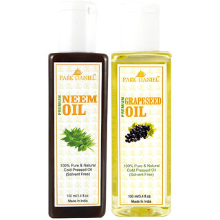 Park Daniel Premium Neem Oil And Grape Seed Oil Combo Of 2 Bottles Of 100 M
