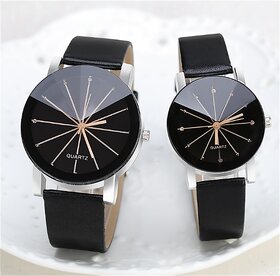 Black Dial Men's  Women's Couple Combo Watch