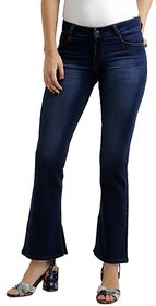 Women's Blue Bootcut Mid Rise Regular Length Denim Stretchable Jeans