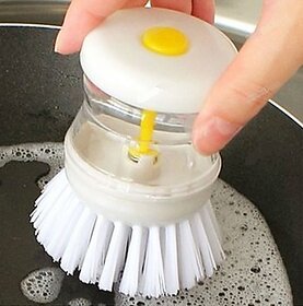 kudos Multipurpose Small Dish Washer Cleaning Brush With Liquid Soap Dispenser(Plastic/Fiber) s4d 03.