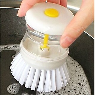 kudos Multipurpose Small Dish Washer Cleaning Brush With Liquid Soap Dispenser(Plastic/Fiber) s4d 03.