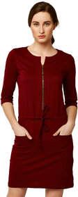 Miss Chase Women's Maroon Shift Dresses
