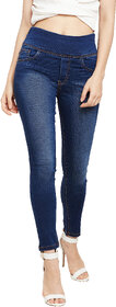 Miss Chase Women's Blue Super Skinny Fit Jeggings