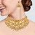 Asmitta Traditional Flower Design Gold Plated Choker Style Necklace Set For Women
