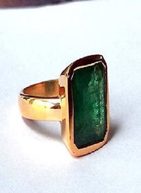 Emerald Panna Ring Gold/ Copper Plated Adjustable Ring Jaipur Gemstone