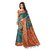 Fabwomen Turquoise Art Silk Floral Saree With Blouse
