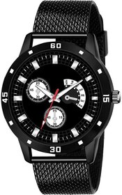 Hrv Men Round Dial Black Strap Analog Watch