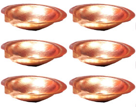 6 cm Pure Copper Diya - Set of 6