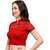 Janasya Women's Cotton Lycra Stretchable Readymade Blouse (BL043-66RED)