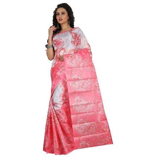 SVB SAREES Blue  Art Silk  Block Print Saree Without Blouse