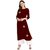 Janasya Women's Maroon Gota Embroidery Cotton Straight Kurti