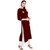 Janasya Women's Maroon Gota Embroidery Cotton Straight Kurti