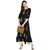 Janasya Women's Black Crepe A-Line Foil Print Kurti