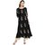 Janasya Women's Black Crepe A-Line Foil Print Kurti