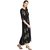 Janasya Women's Black Crepe A-Line Foil Print Kurti