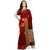 Janasya Women's Red Katki Silk Plain Saree With Unstitched Blouse