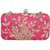 TARUSA Pink Silk Fabric Floral Box Clutch For Women
